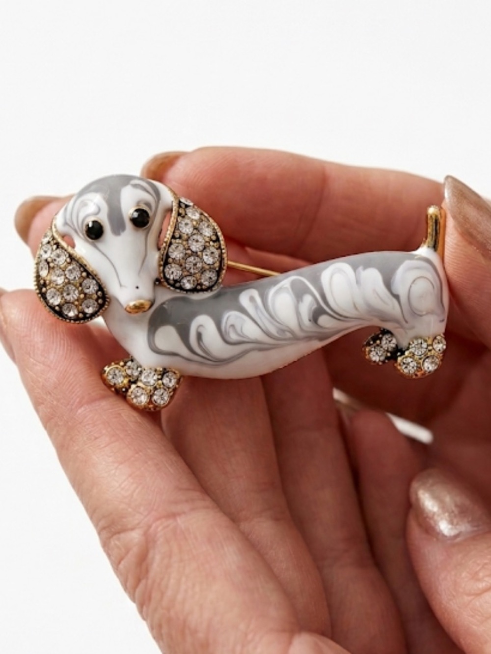 NWT Dachshund Brooch Silver & Gold | Sausage Dog Doxie Wiener Pin Gift